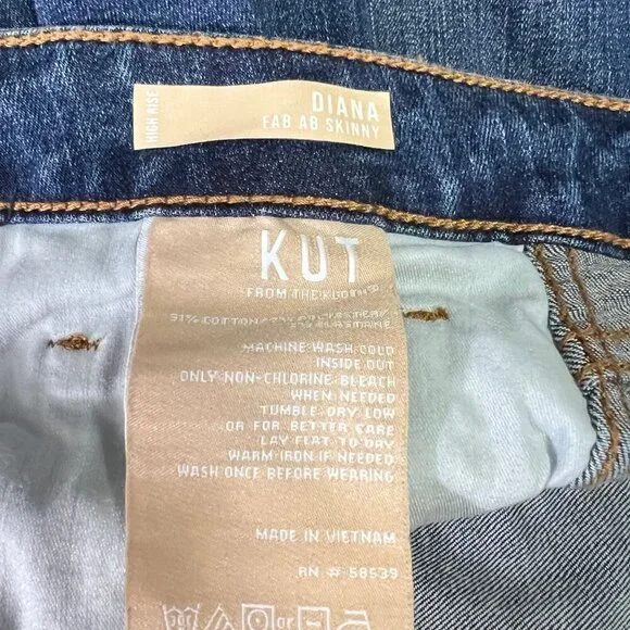 Kut From The Kloth Diana Fab Ab Skinny High Rise Jeans Size 16 Blue - Picture 7 of 9